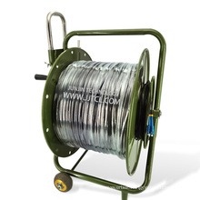 All-metal Deployable fiber optic cable drums with wear-resistant rubber wheel